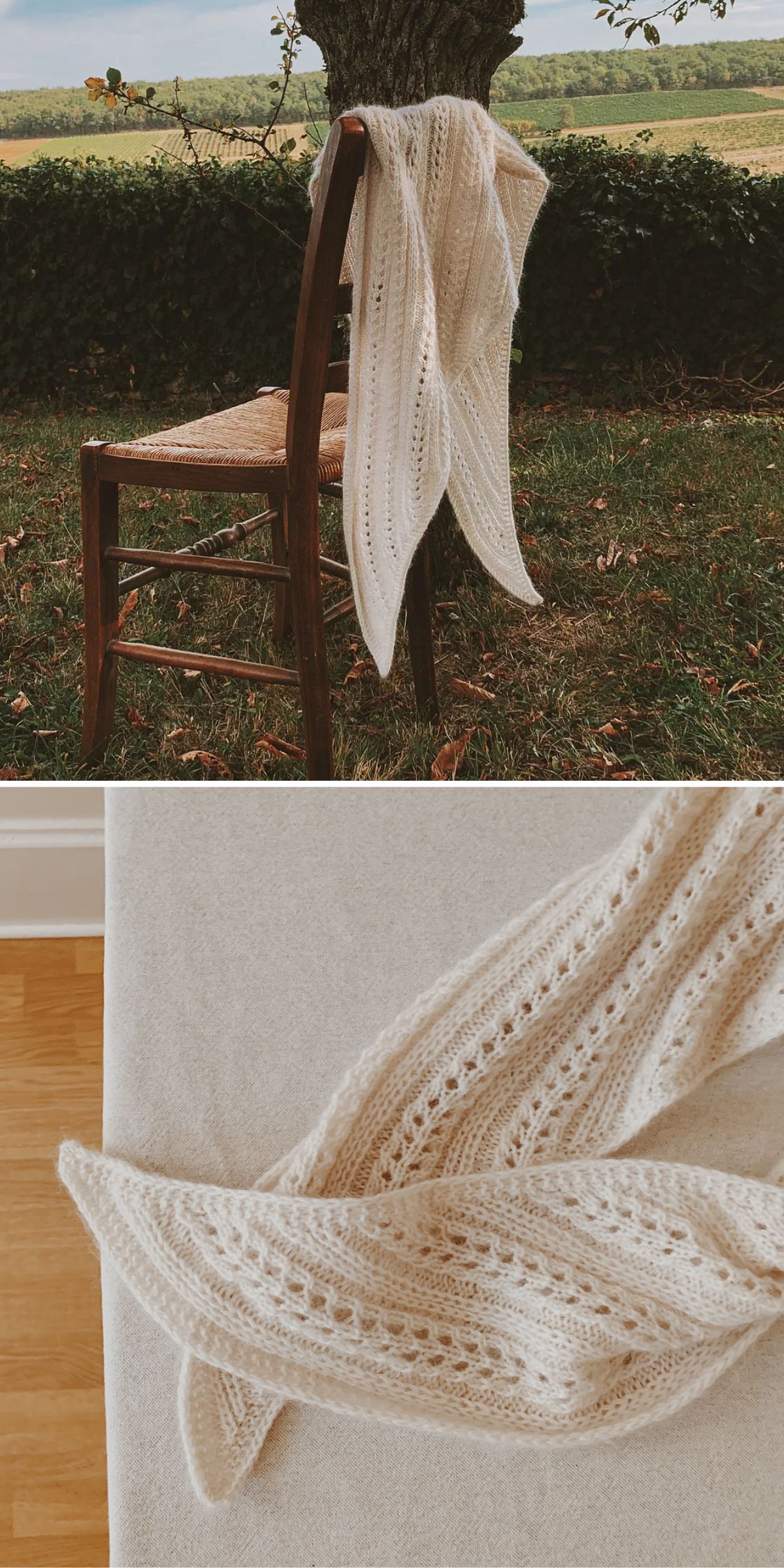 a knitted crochet shawl with beautiful textural details