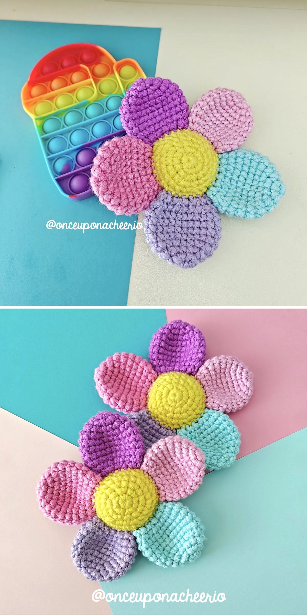 a crochet flower-shaped fidget toy