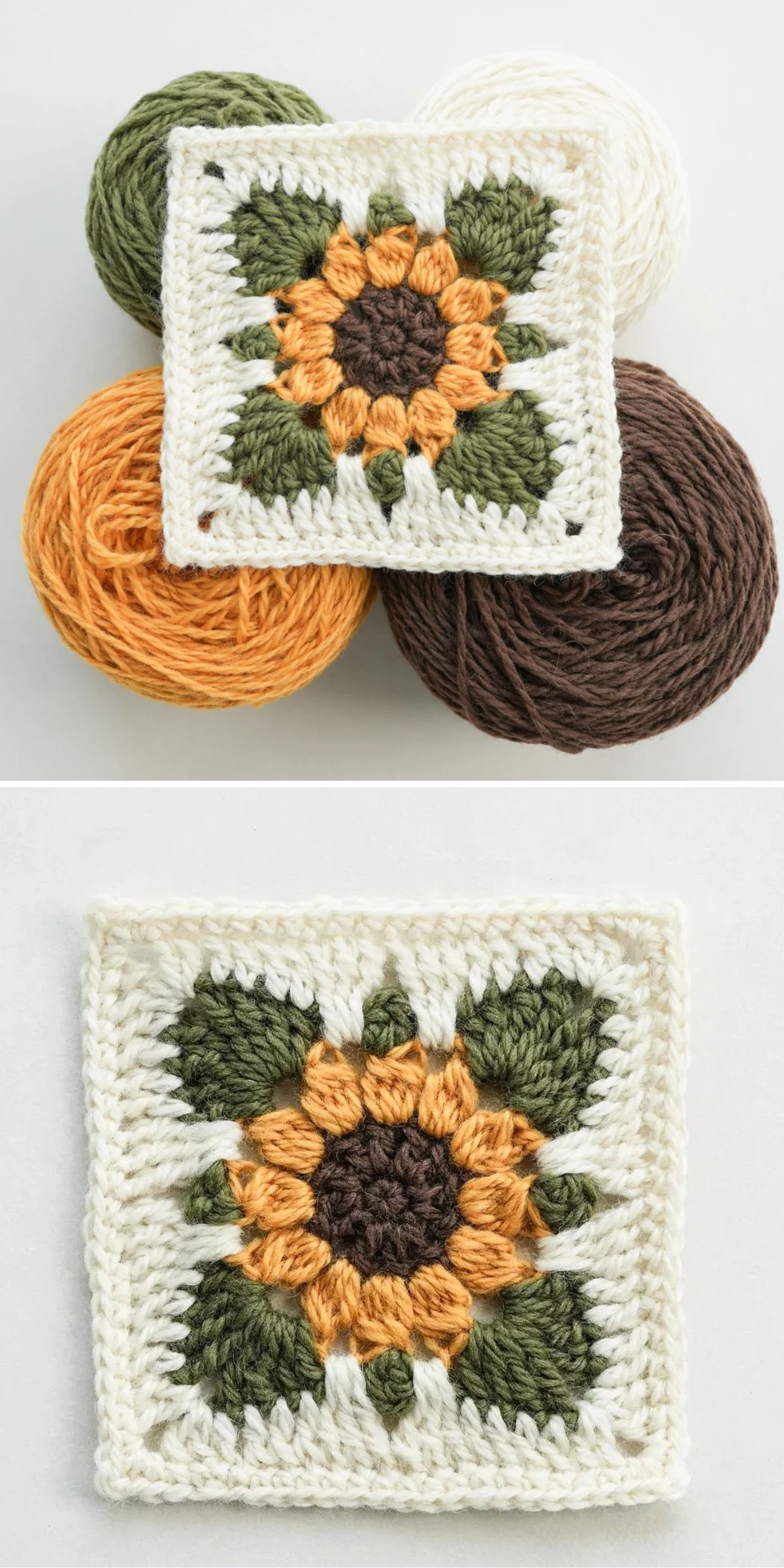 a crochet sunflower granny square