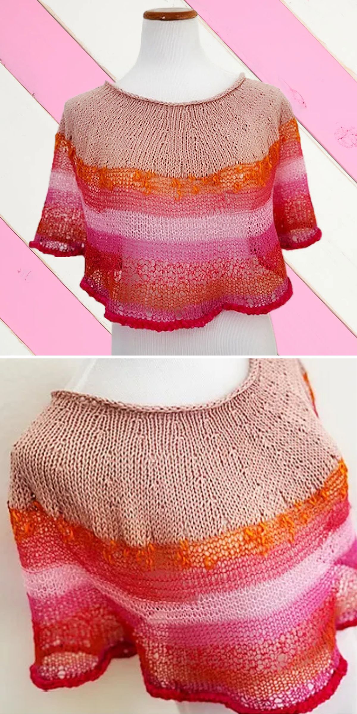 a light knitted poncho in vibrant colors