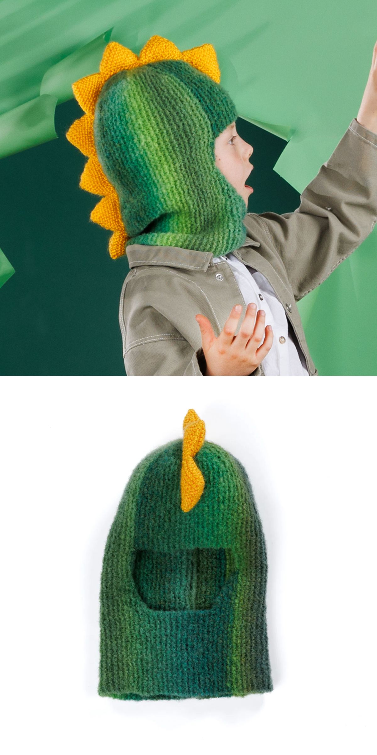 a crochet baclava for kids with a dragon design