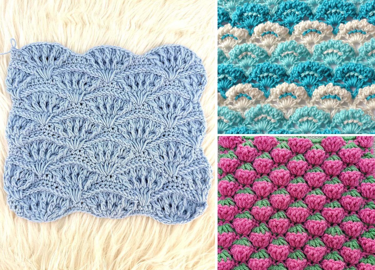 a set of beautiful crochet textured stitches