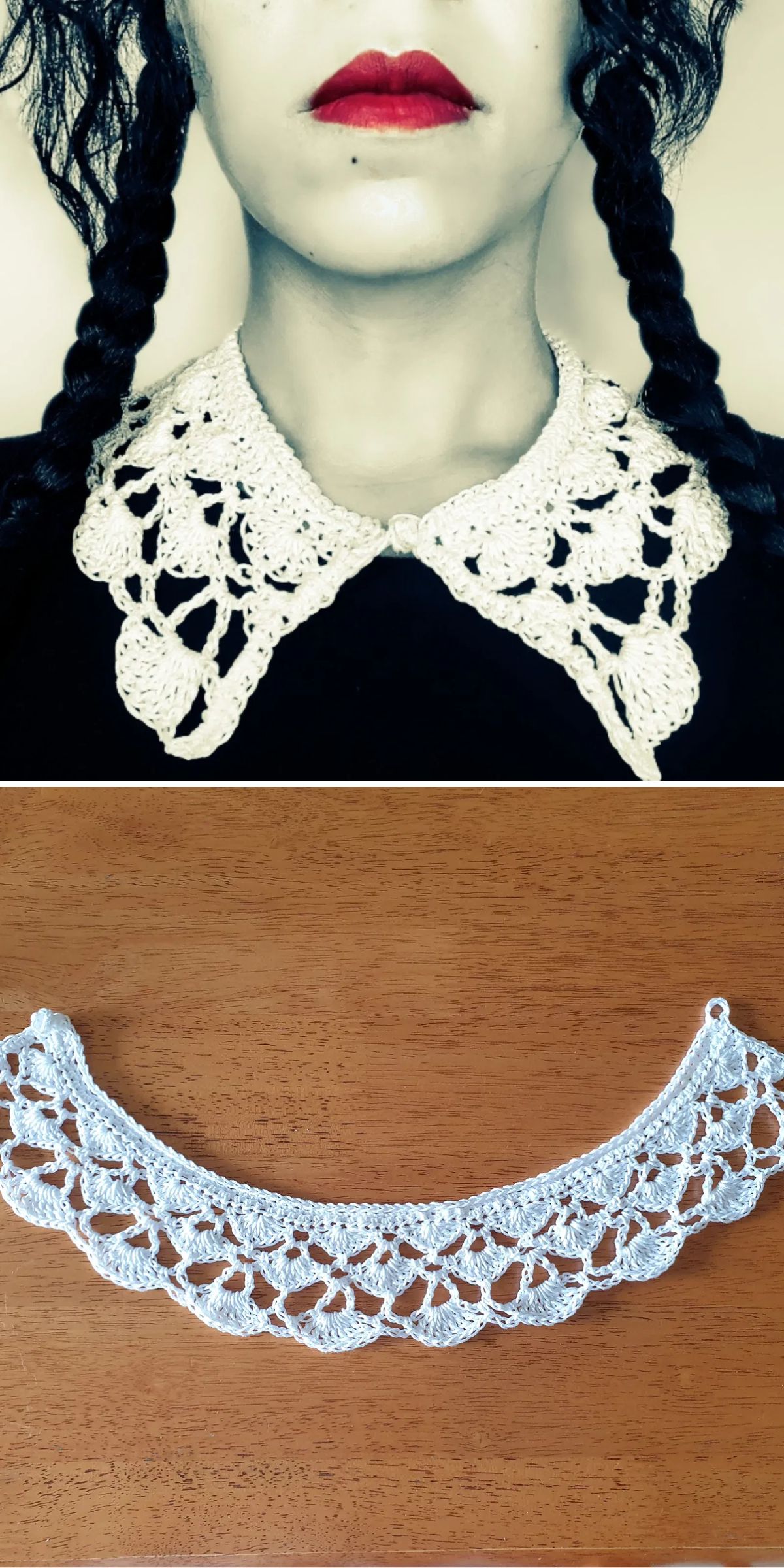 a white lace crochet collar