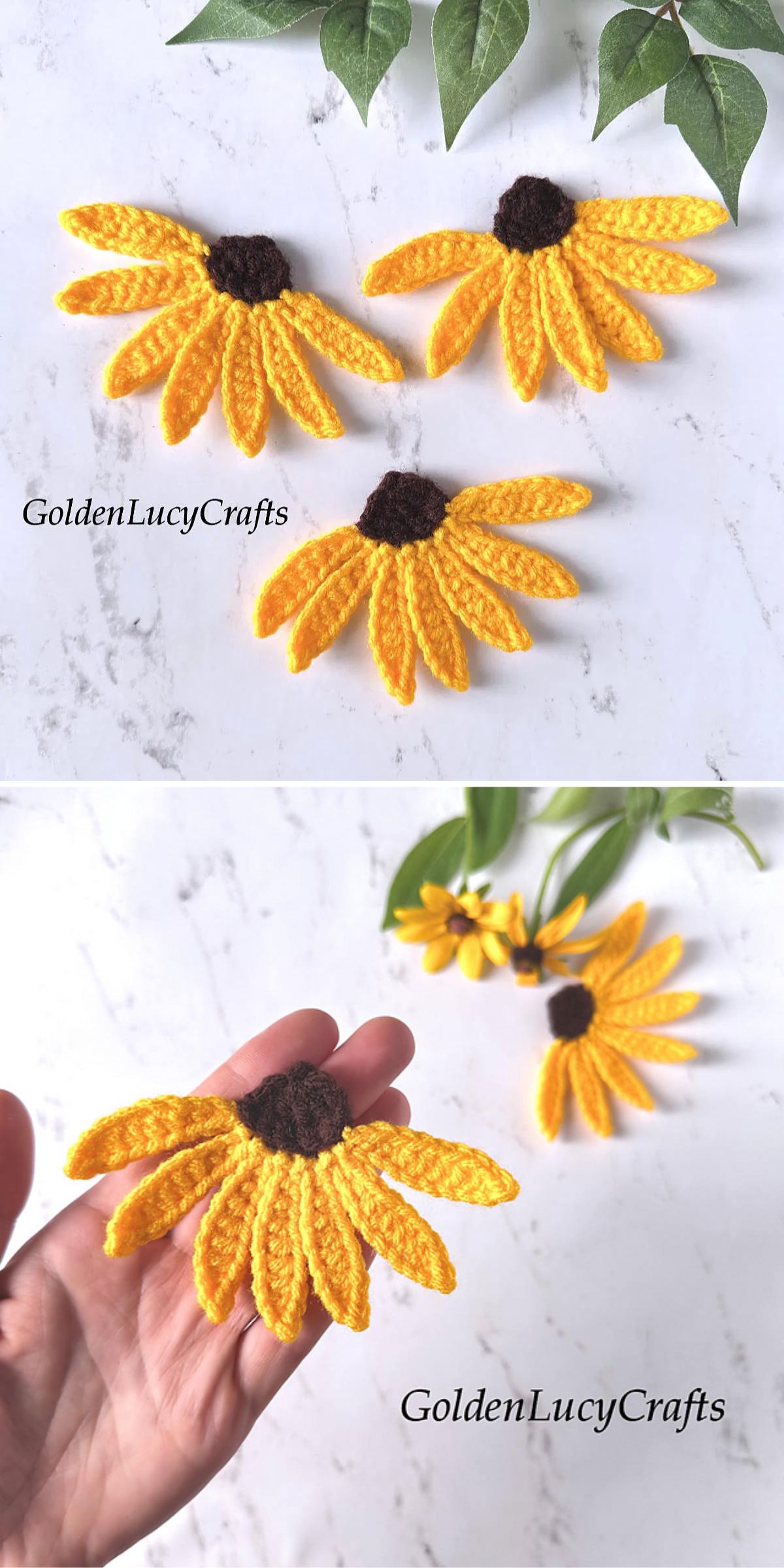 crochet sunflower appliques