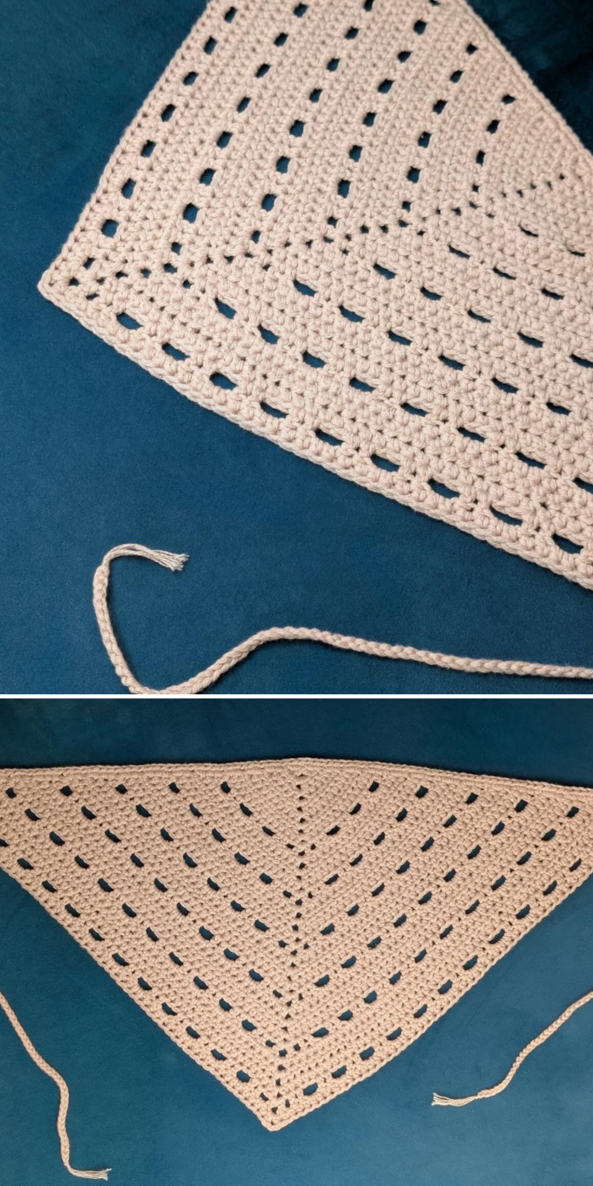 a simple crochet bandana with lace details