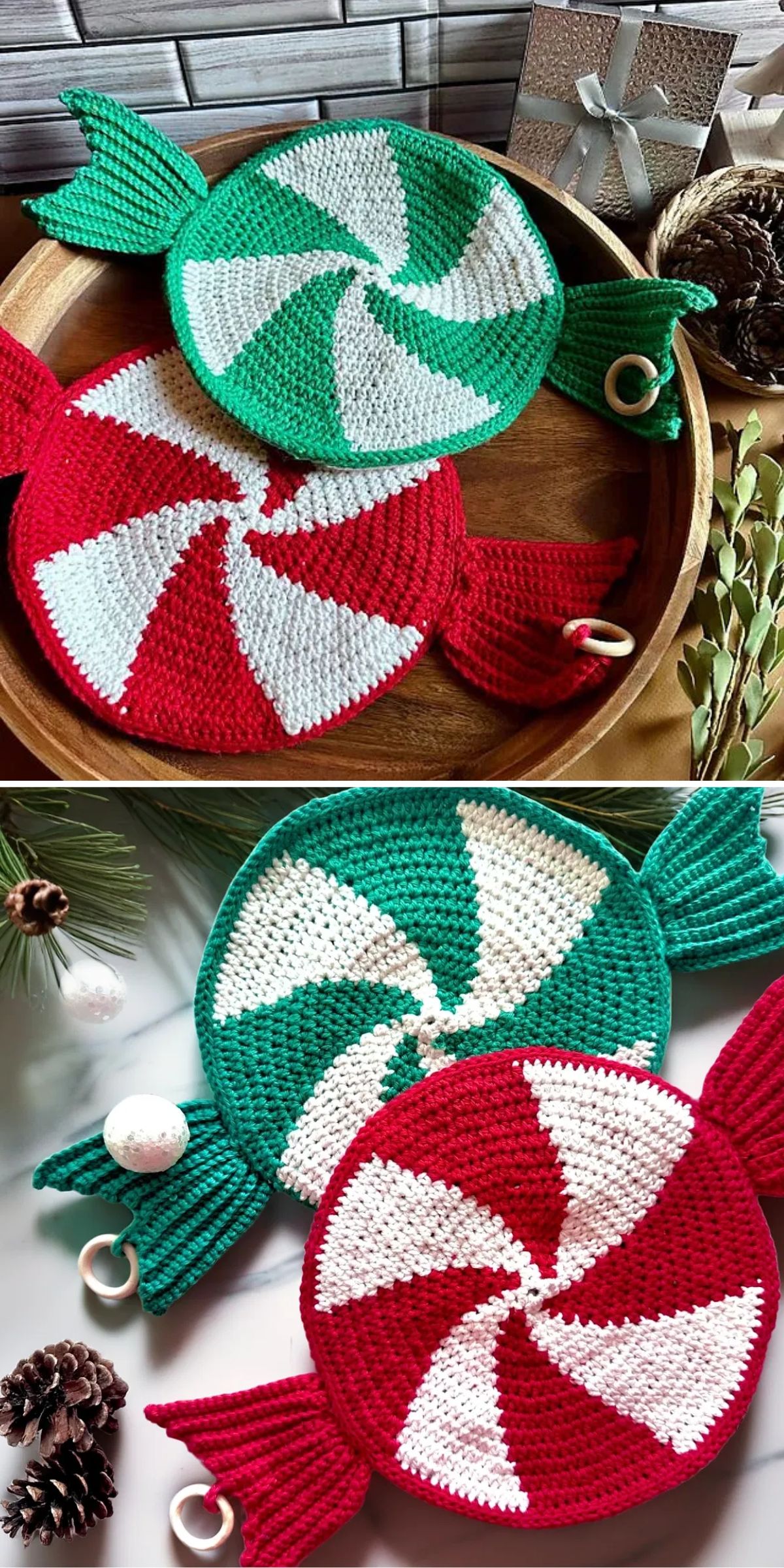 peppermint crochet potholders